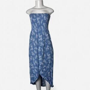 boho Maxi skirt midi dress floral blue fairy core spring summer Hippie